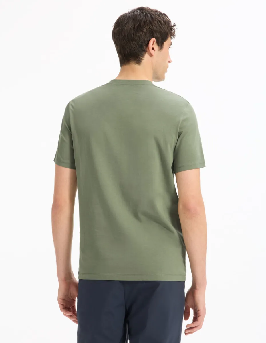 T-shirt regular col v 100% katoen - vert
