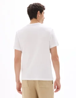 T-shirt regular fit met Henleykraag, gewafeld, 100% katoen - wit