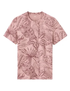 T-shirt regular fit met ronde hals, 100% katoen, gebloemd - roze
