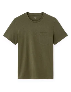 T-shirt regular fit met ronde hals en reliëf - donker kaki