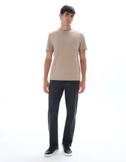 T-shirt regular fit met ronde hals 100% katoen - beige