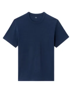 T-shirt ruimvallend model ronde hals 100% katoen - blauw