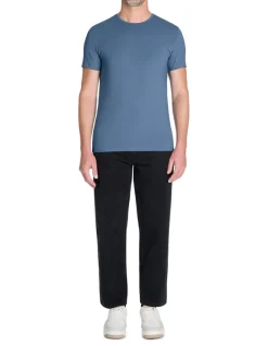 T-shirt slim col rond 100% katoen stretch - marine