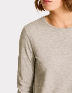 T-shirt van katoen met lange mouwen - lichtgrijs