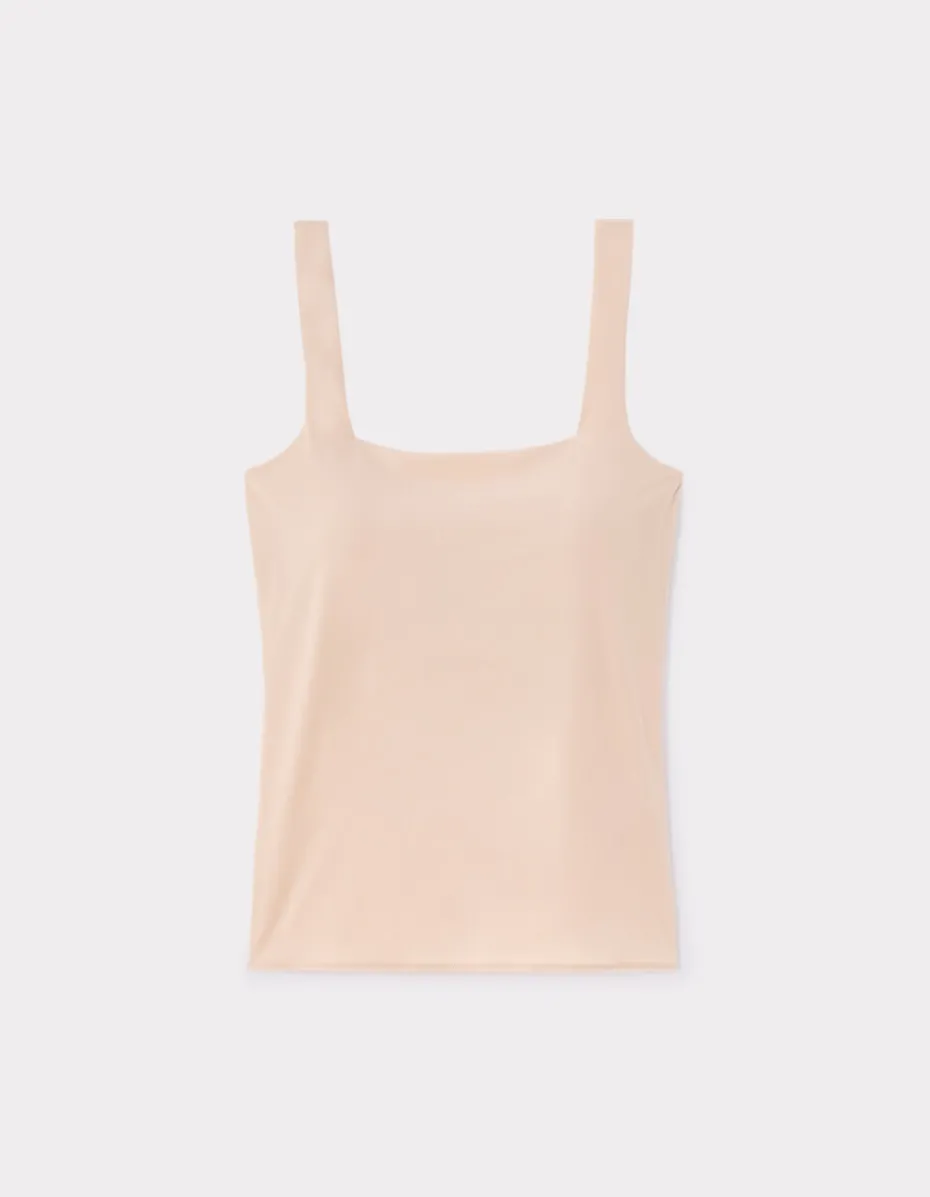 Tweedehuidtop met dunne bandjes – beige