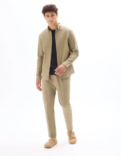 24u seersucker broek - taupe
