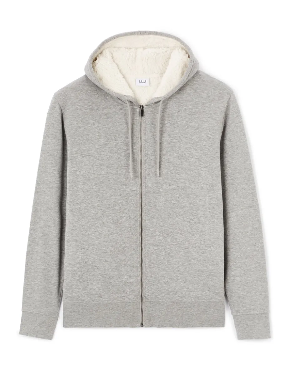 Vaste capuchon sweatshirt in gemengd katoen - gemêleerd grijs