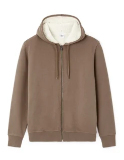 Vaste capuchon sweatshirt in gemengd katoen - taupe