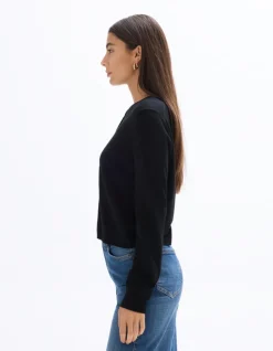 Vest 100% merinowol met ronde hals - zwart