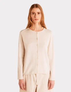 Vest met lange mouwen en ronde hals - beige