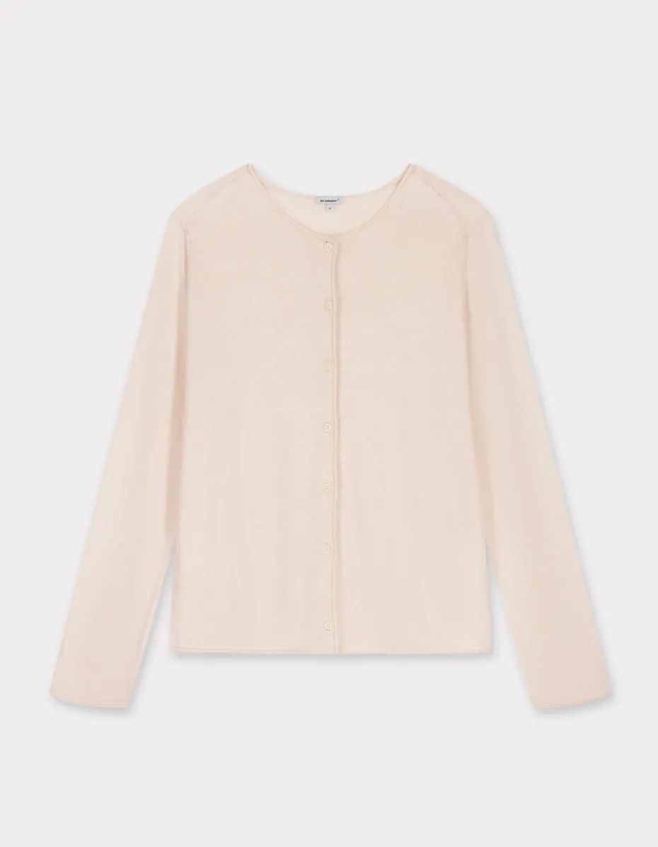 Vest met lange mouwen en ronde hals - beige
