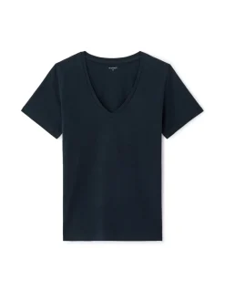 V-hals katoenen t-shirt - marineblauw