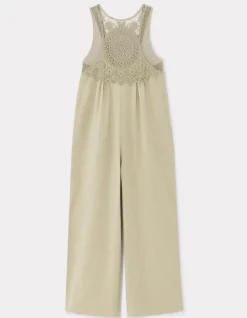 Vloeiende gehaakte jumpsuit aan de bovenkant - grijs
