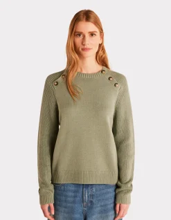Warme katoenen trui met ronde hals - groen