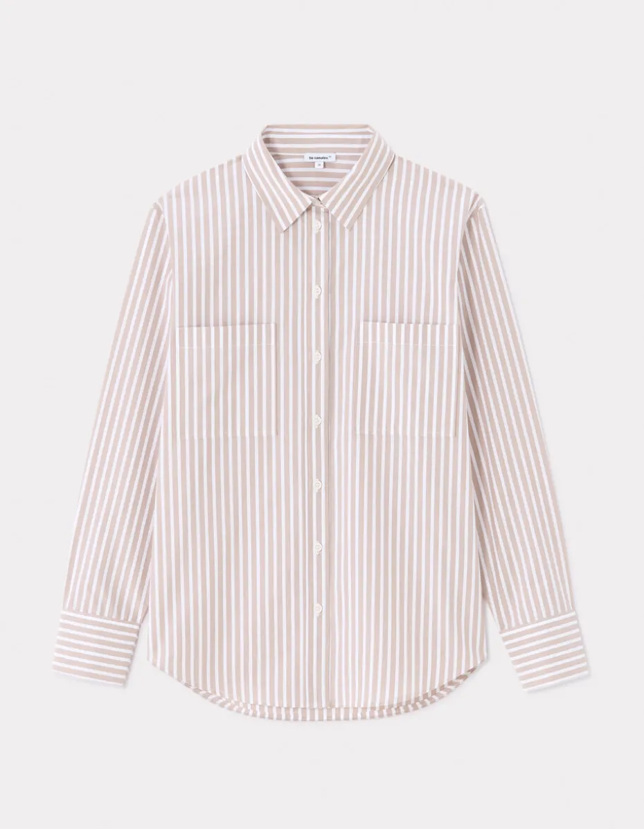 Wijd katoenen overhemd - beige