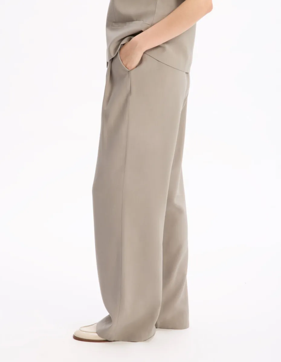 wijde broek hoge taille - beige