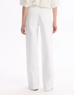 wijde broek met decoratieve knopen - wit
