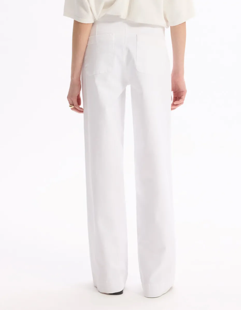 wijde broek met decoratieve knopen - wit