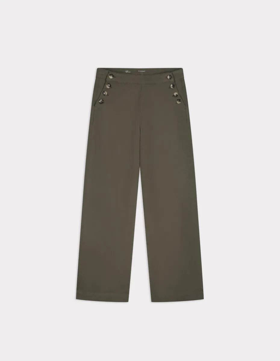 wijde broek met knoopjes - kaki