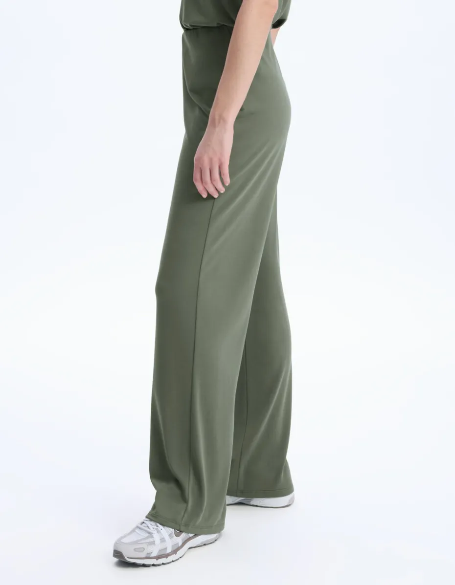 Wijde broek van modalmix - olijfgroen