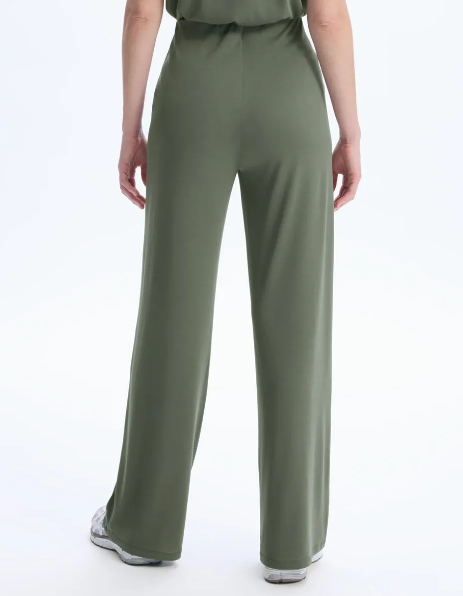 Wijde broek van modalmix - olijfgroen