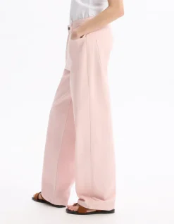 Wijde denim broek - roze