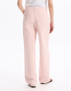 Wijde denim broek - roze