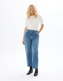 Wijde enkellange jeans - donkerblauw