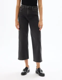Wijde enkellange jeans - grijs