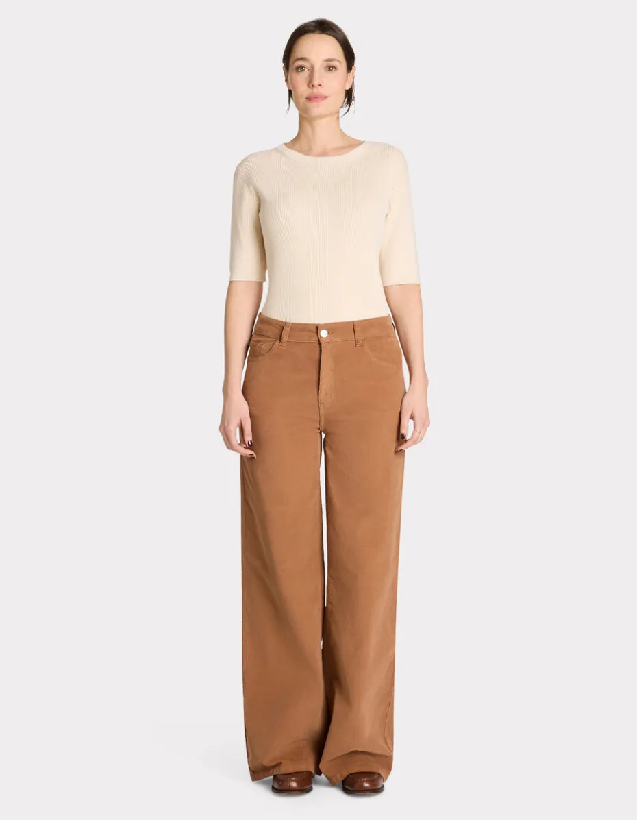 Wijde fluwelen broek - bruin