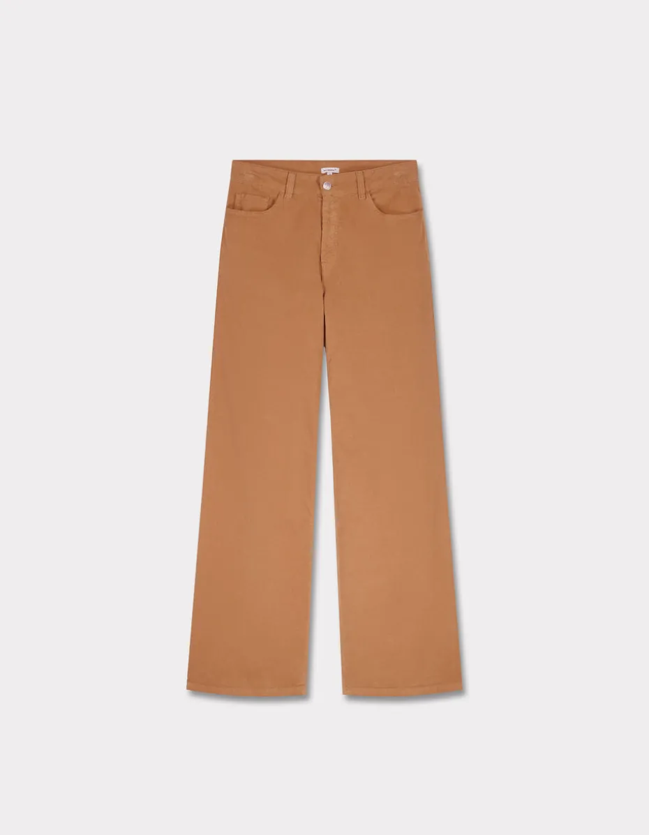 Wijde fluwelen broek - bruin