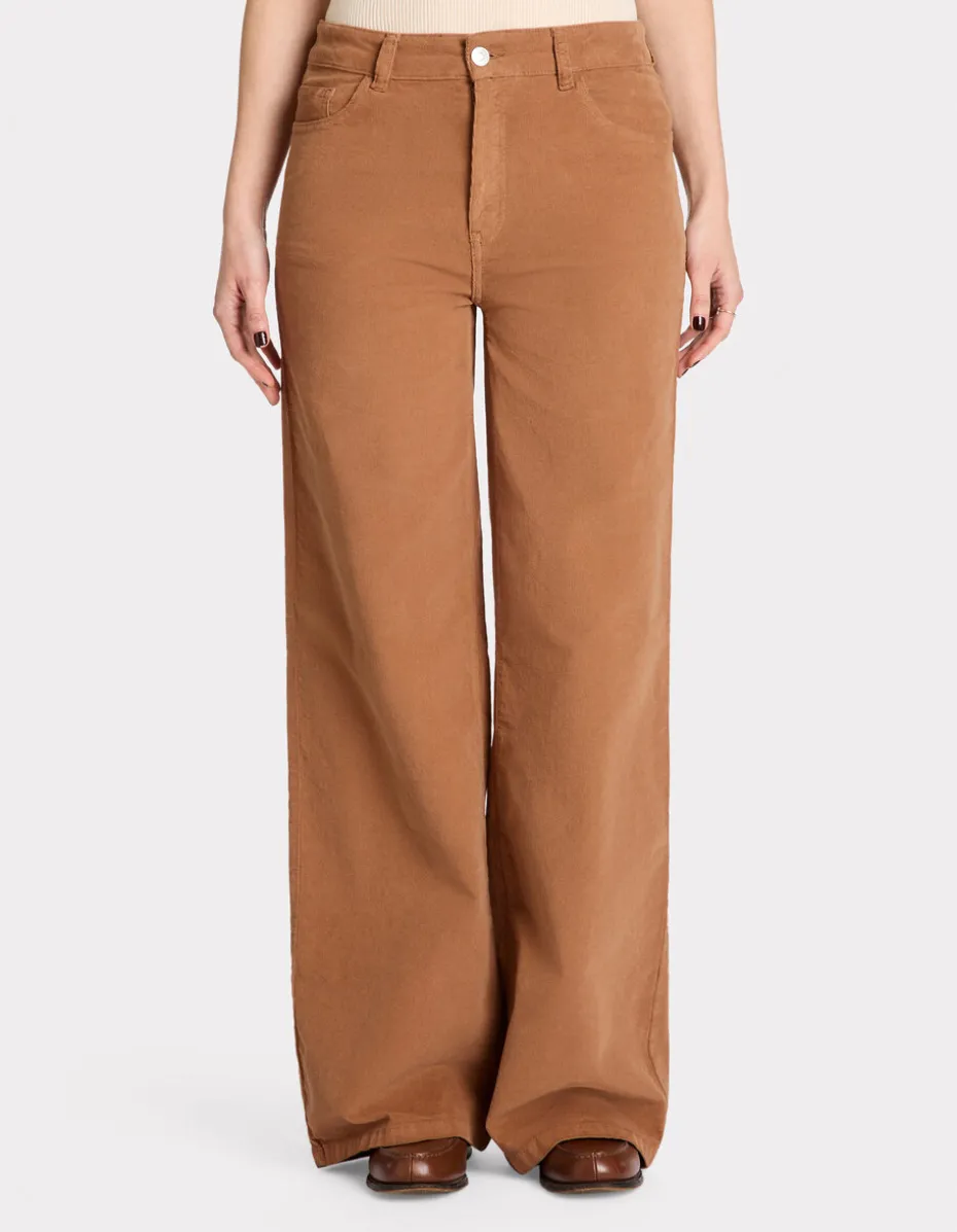 Wijde fluwelen broek - bruin