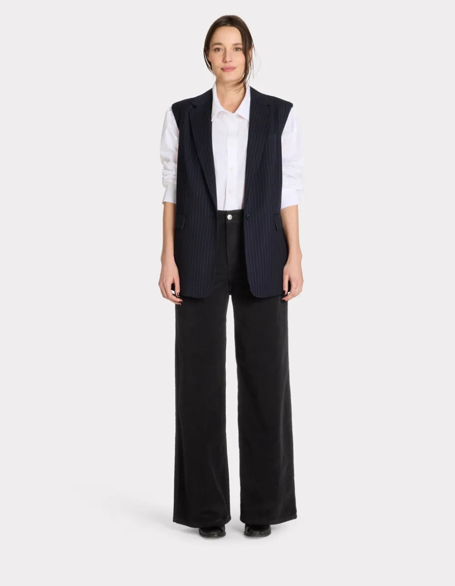 Wijde fluwelen broek - zwart