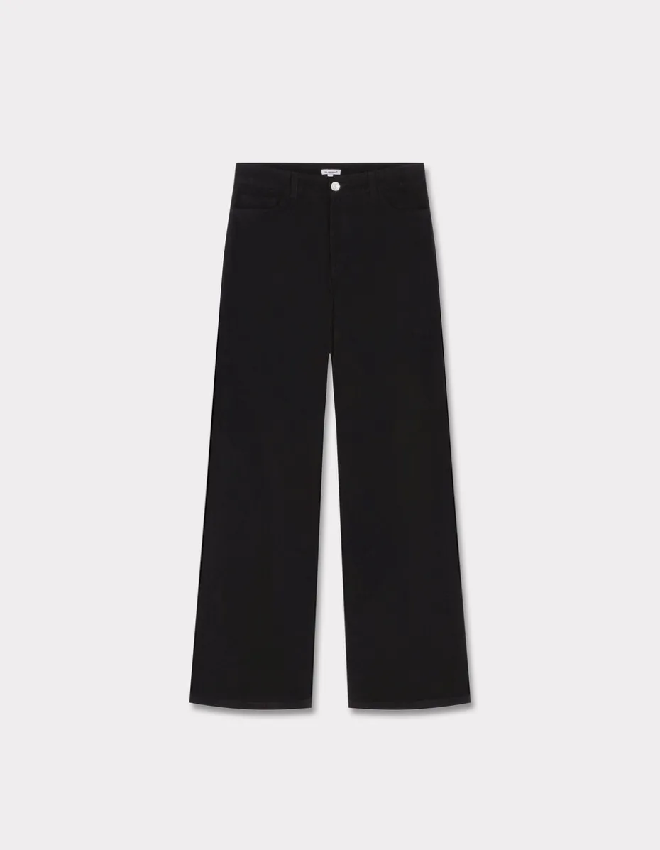 Wijde fluwelen broek - zwart