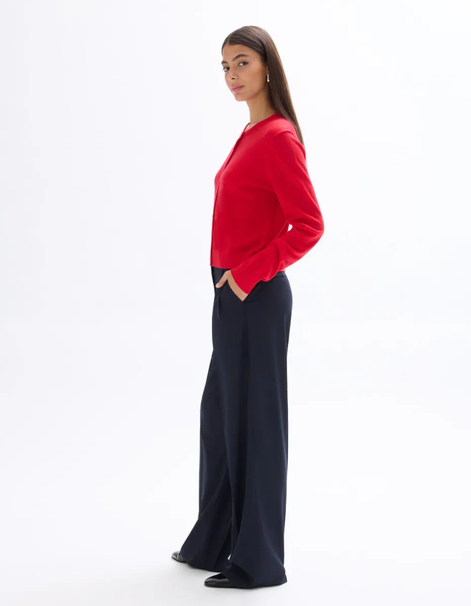 Wijde geplooide pantalon - marineblauw