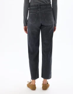 Wijde jeans met hoge taille - donkergrijs