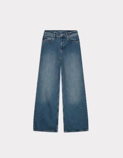 Wijde jeans met hoge taille - blauw