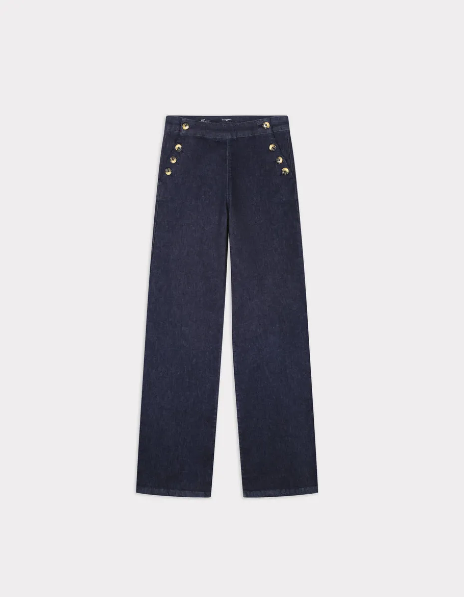 Wijde jeans met hoornen knopen - raw