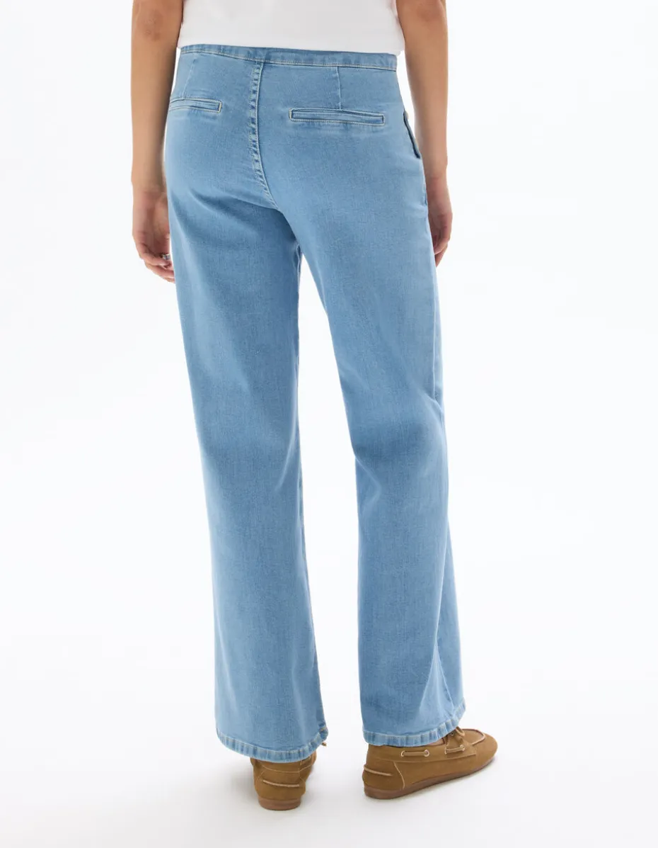 Wijde jeans met hoornen knopen - denim