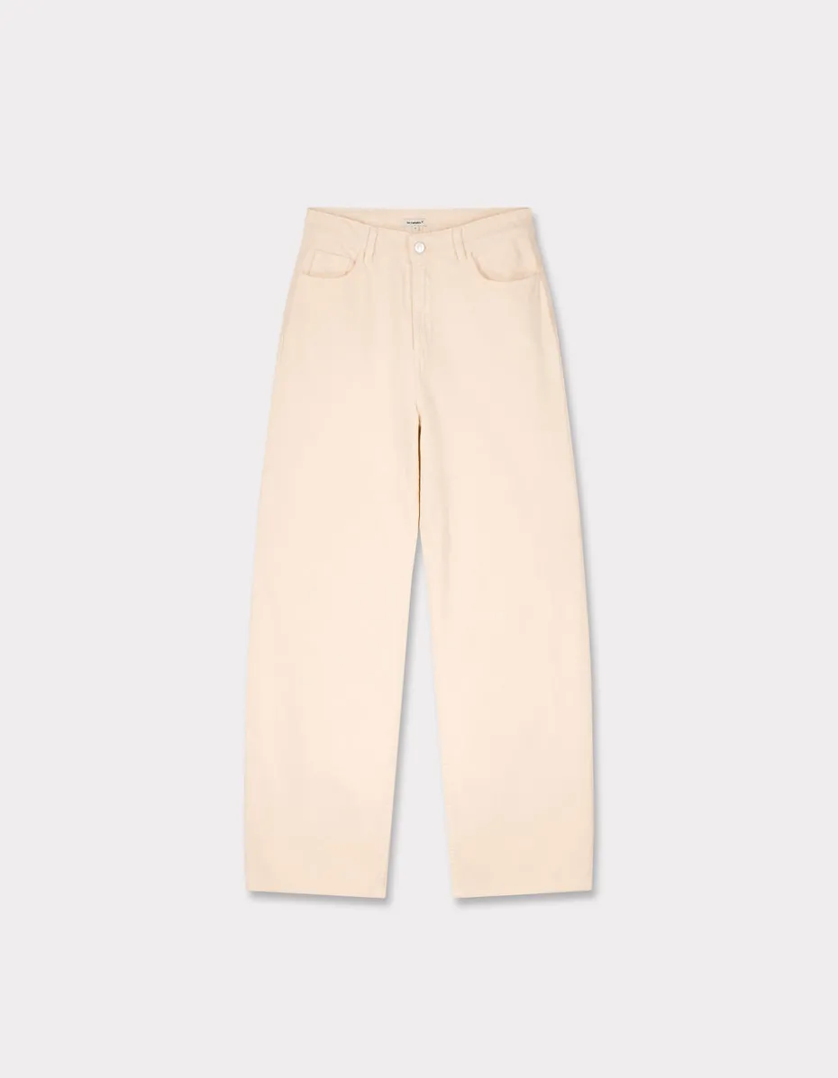 Wijde jeansbroek - beige