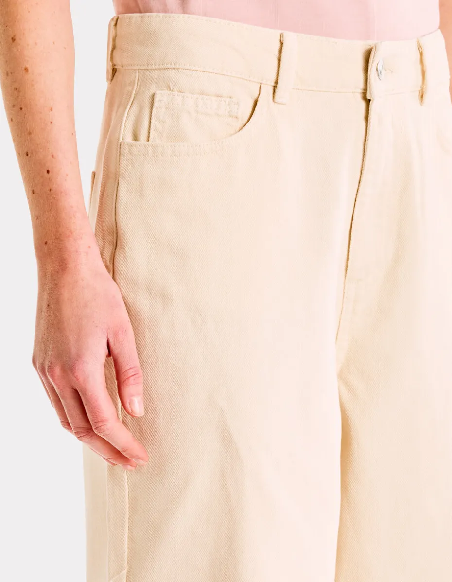 Wijde jeansbroek - beige