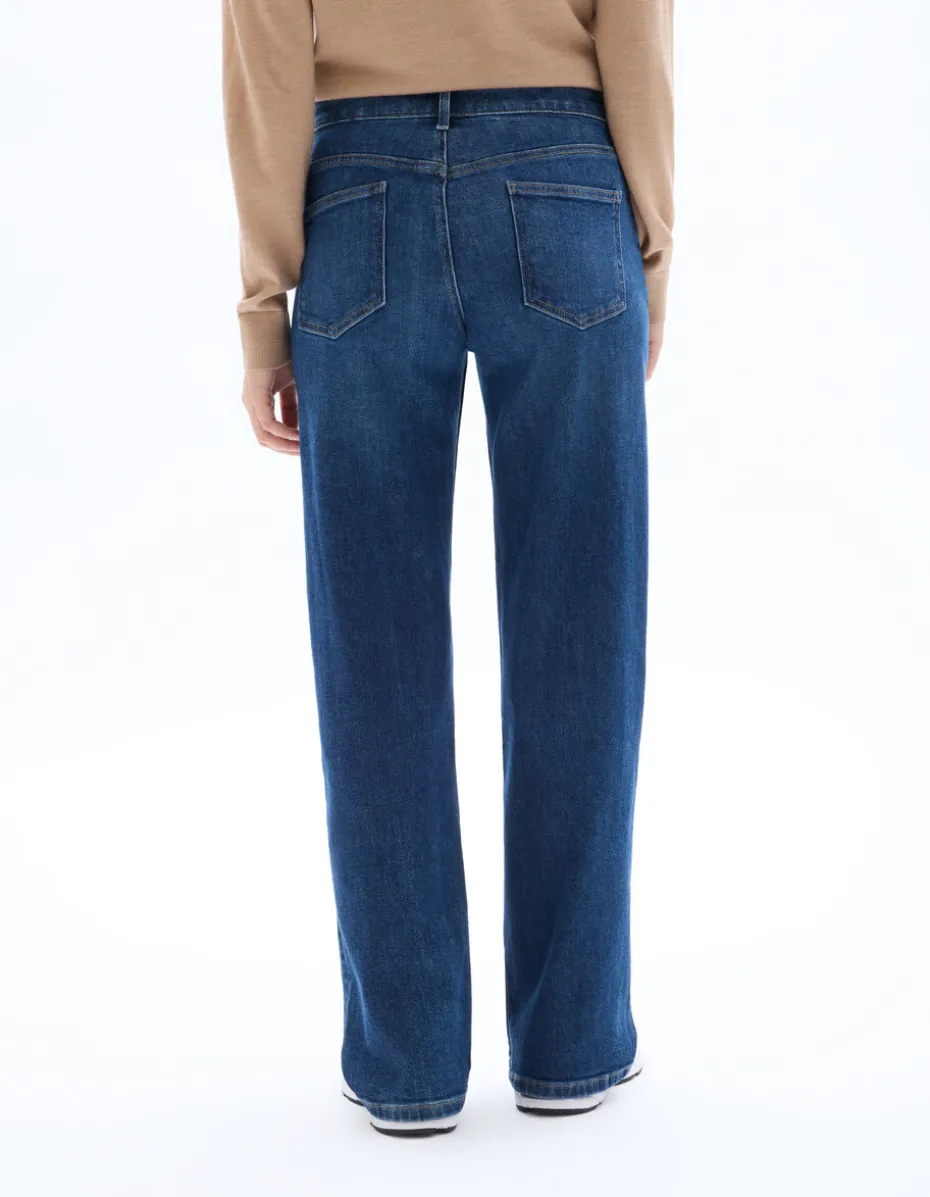 Wijde pijpen jeans hoge taille 3 lengtes - blauw