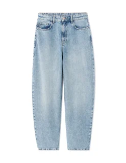 Wijde stonewashed jeans - blauw