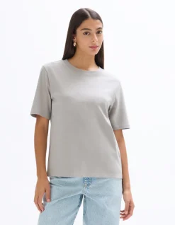 Zacht katoenen T-shirt met ronde hals - grijs