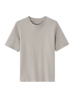 Zacht katoenen T-shirt met ronde hals - grijs