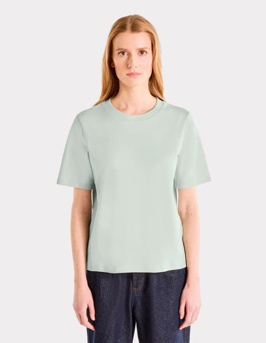 Zacht katoenen T-shirt met ronde hals - groen