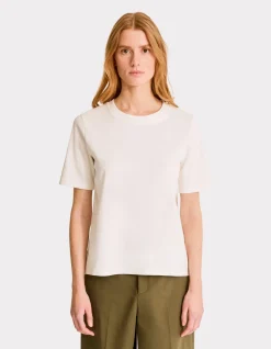 Zacht katoenen T-shirt met ronde hals - ecru