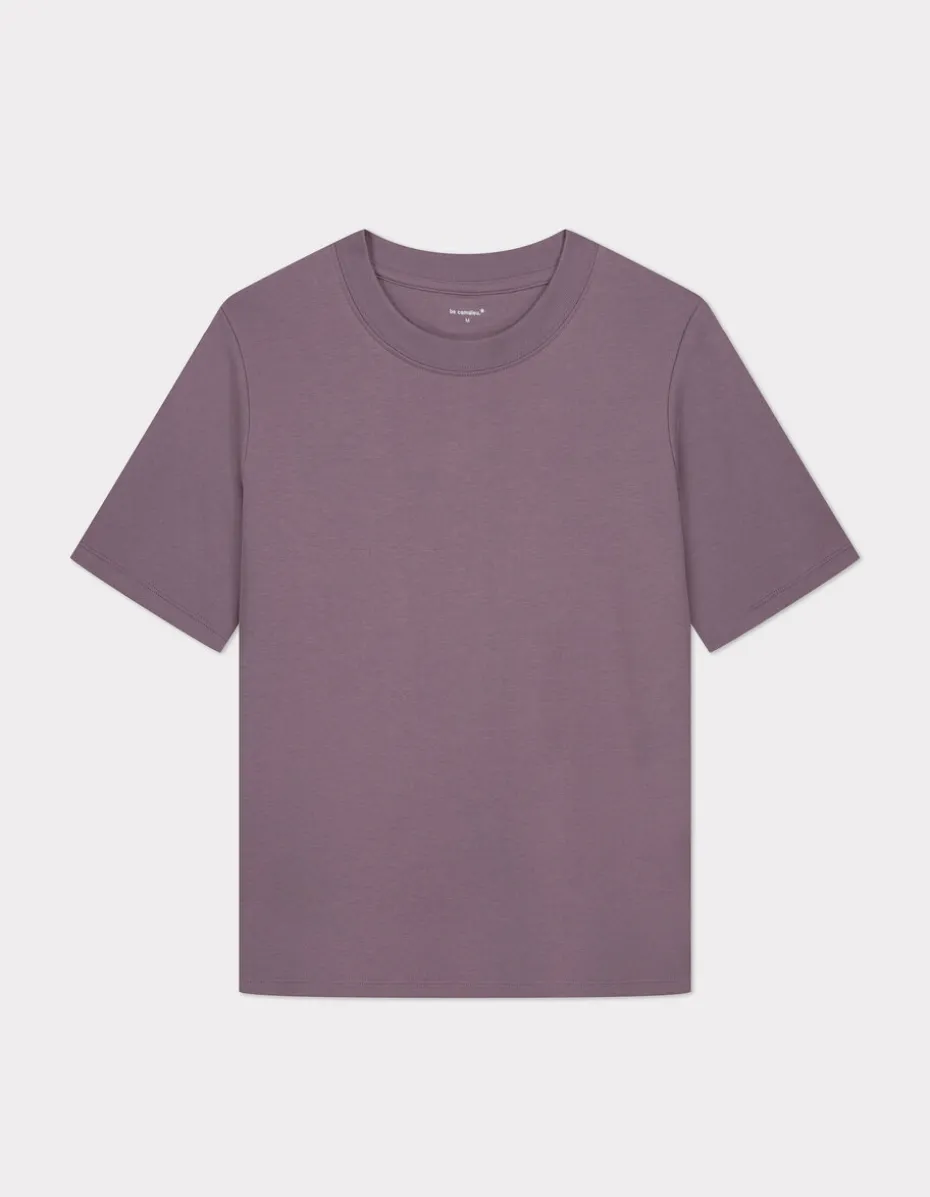 Zacht katoenen T-shirt met ronde hals - paars