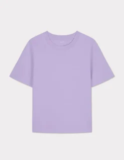 Zacht katoenen T-shirt met ronde hals - paars
