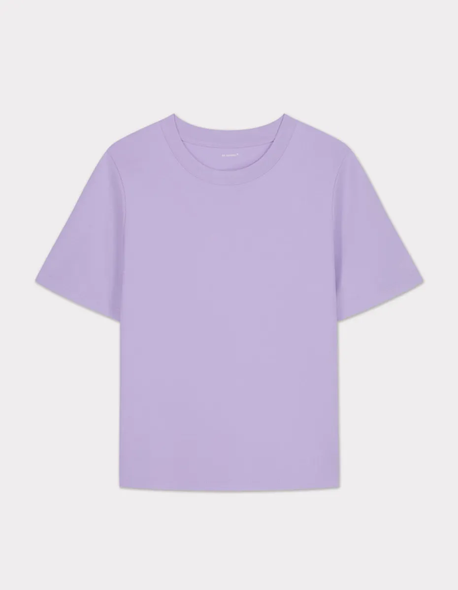 Zacht katoenen T-shirt met ronde hals - paars